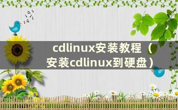 cdlinux安装教程（安装cdlinux到硬盘）