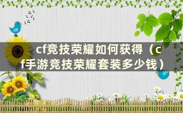 cf竞技荣耀如何获得（cf手游竞技荣耀套装多少钱）