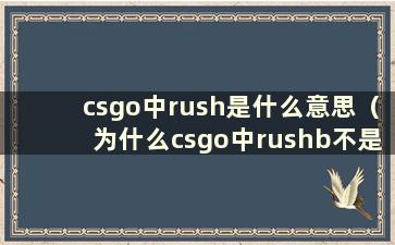 csgo中rush是什么意思（为什么csgo中rushb不是rusha）