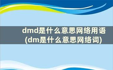 dmd是什么意思网络用语(dm是什么意思网络词)