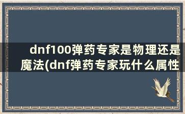 dnf100弹药专家是物理还是魔法(dnf弹药专家玩什么属性好)