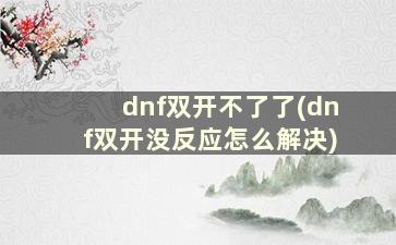 dnf双开不了了(dnf双开没反应怎么解决)