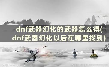 dnf武器幻化的武器怎么得(dnf武器幻化以后在哪里找到)