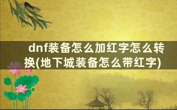 dnf装备怎么加红字怎么转换(地下城装备怎么带红字)