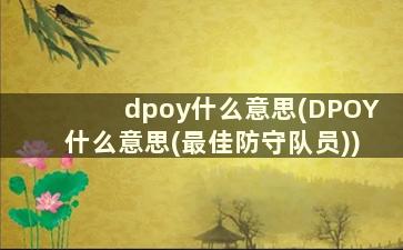 dpoy什么意思(DPOY什么意思(最佳防守队员))