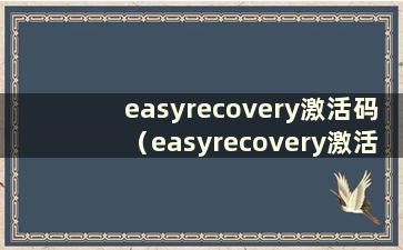 easyrecovery激活码（easyrecovery激活码）