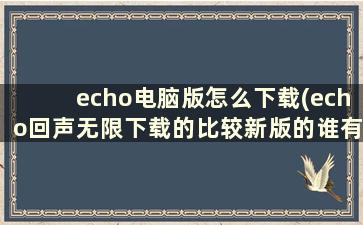 echo电脑版怎么下载(echo回声无限下载的比较新版的谁有，老版的用不了了)