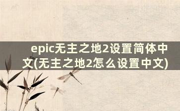 epic无主之地2设置简体中文(无主之地2怎么设置中文)