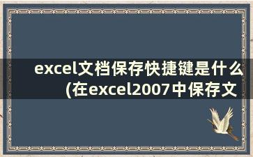 excel文档保存快捷键是什么(在excel2007中保存文件的快捷键)