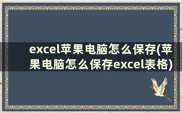 excel苹果电脑怎么保存(苹果电脑怎么保存excel表格)