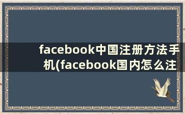 facebook中国注册方法手机(facebook国内怎么注册账号)