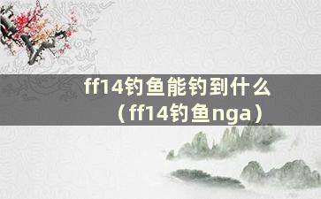 ff14钓鱼能钓到什么（ff14钓鱼nga）