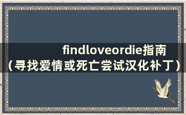 findloveordie指南（寻找爱情或死亡尝试汉化补丁）