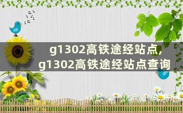 g1302高铁途经站点,g1302高铁途经站点查询