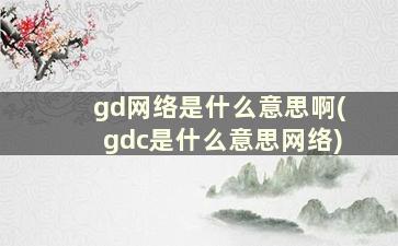 gd网络是什么意思啊(gdc是什么意思网络)