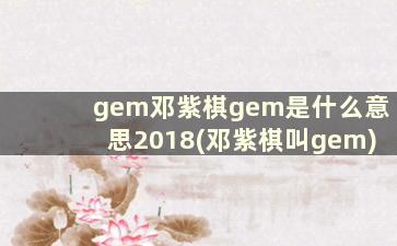 gem邓紫棋gem是什么意思2018(邓紫棋叫gem)