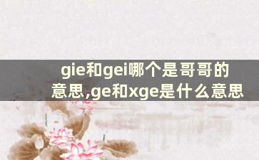 gie和gei哪个是哥哥的意思,ge和xge是什么意思