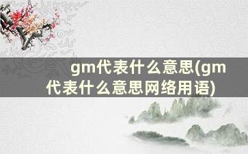 gm代表什么意思(gm代表什么意思网络用语)