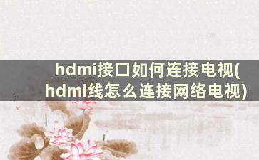 hdmi接口如何连接电视(hdmi线怎么连接网络电视)