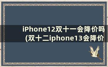 iPhone12双十一会降价吗(双十二iphone13会降价吗)