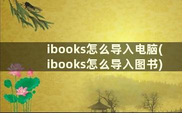 ibooks怎么导入电脑(ibooks怎么导入图书)