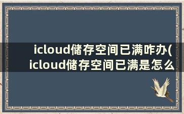 icloud储存空间已满咋办(icloud储存空间已满是怎么回事)