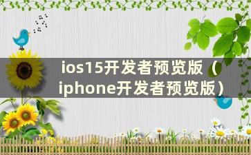 ios15开发者预览版（iphone开发者预览版）