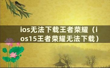 ios无法下载王者荣耀（ios15王者荣耀无法下载）