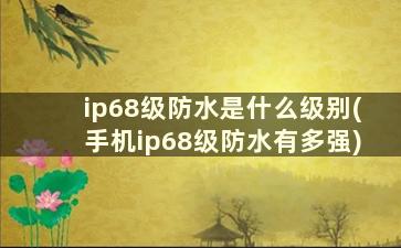 ip68级防水是什么级别(手机ip68级防水有多强)