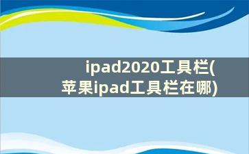 ipad2020工具栏(苹果ipad工具栏在哪)