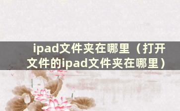 ipad文件夹在哪里（打开文件的ipad文件夹在哪里）