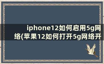 iphone12如何启用5g网络(苹果12如何打开5g网络开关)