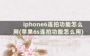 iphone6连拍功能怎么用(苹果6s连拍功能怎么用)