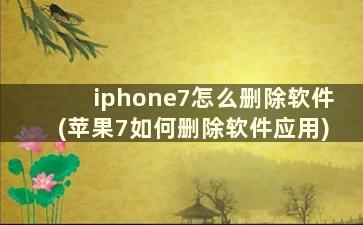 iphone7怎么删除软件(苹果7如何删除软件应用)