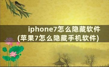 iphone7怎么隐藏软件(苹果7怎么隐藏手机软件)