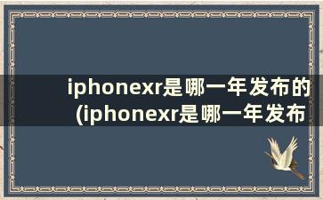 iphonexr是哪一年发布的(iphonexr是哪一年发布的多少钱)