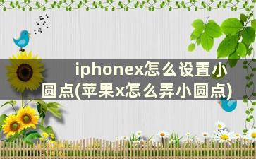 iphonex怎么设置小圆点(苹果x怎么弄小圆点)