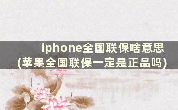 iphone全国联保啥意思(苹果全国联保一定是正品吗)