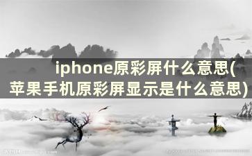 iphone原彩屏什么意思(苹果手机原彩屏显示是什么意思)