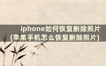 iphone如何恢复删除照片(苹果手机怎么恢复删除照片)