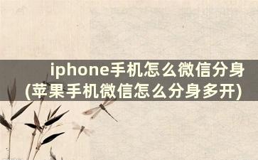 iphone手机怎么微信分身(苹果手机微信怎么分身多开)