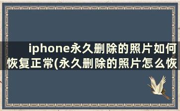 iphone永久删除的照片如何恢复正常(永久删除的照片怎么恢复苹果手机)