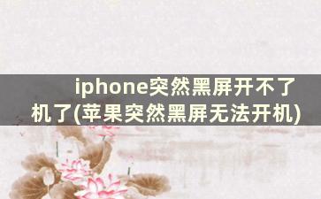 iphone突然黑屏开不了机了(苹果突然黑屏无法开机)