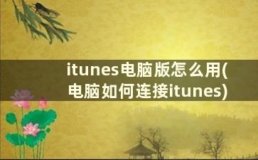 itunes电脑版怎么用(电脑如何连接itunes)