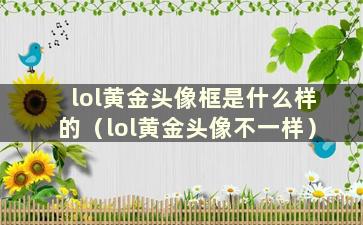 lol黄金头像框是什么样的（lol黄金头像不一样）