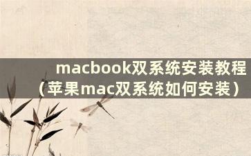 macbook双系统安装教程（苹果mac双系统如何安装）