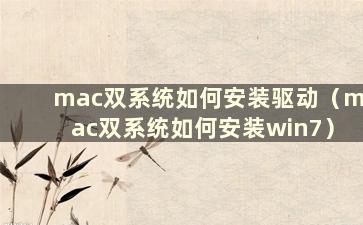 mac双系统如何安装驱动（mac双系统如何安装win7）