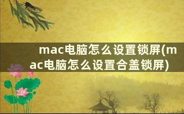 mac电脑怎么设置锁屏(mac电脑怎么设置合盖锁屏)