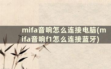 mifa音响怎么连接电脑(mifa音响f1怎么连接蓝牙)