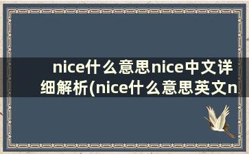 nice什么意思nice中文详细解析(nice什么意思英文nice是什么意思)